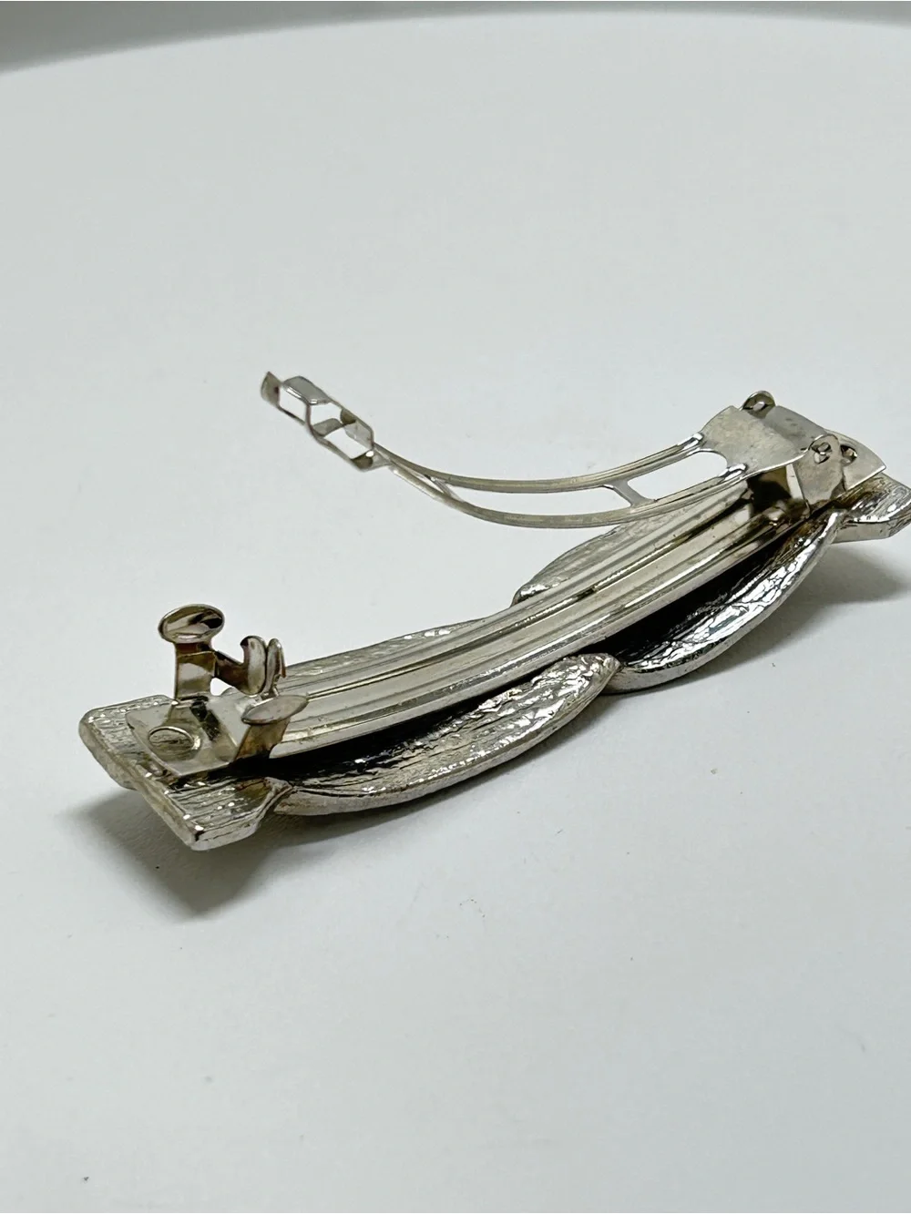 Silver And Crystal Hair Barrette Clip